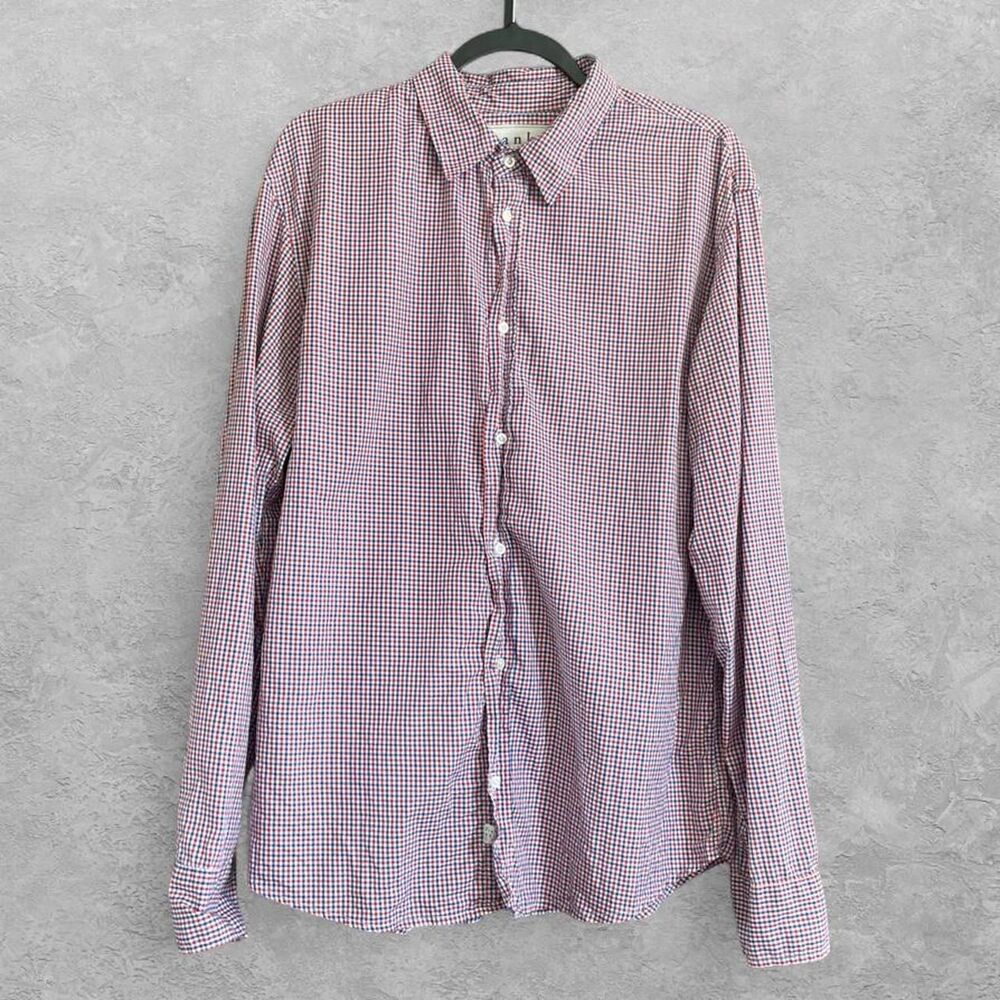 Frank & Eileen Paul Button Down Shirt Mens L Blue Red Long Sleeve Preppy